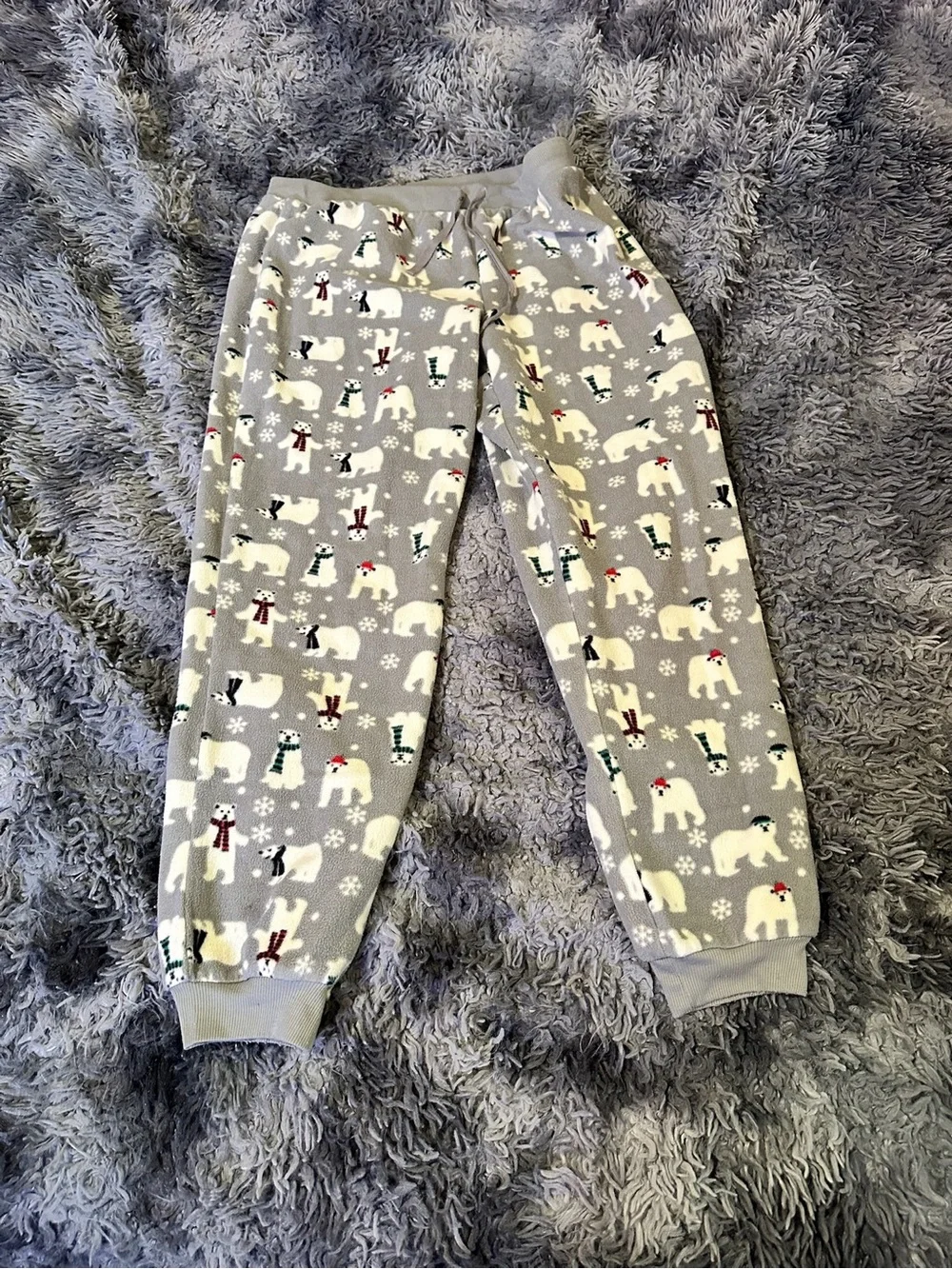 Cuddl Duds Gray Polar Bear Print Fleece Pajama Pants